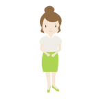 オフィスカジュアルの女性-スカート緑色