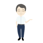 案内をするクールビズの男性会社員