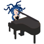 メデューサの仮装をしたピアニスト