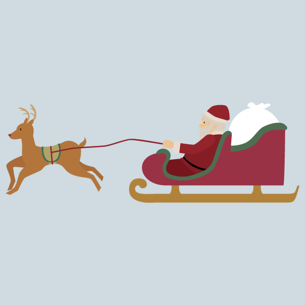 トナカイの引くソリに乗るサンタ（プレビュー）