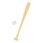 野球のバット（木製）とボール