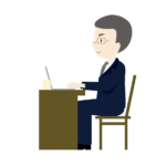 カフェで仕事をする男性会社員