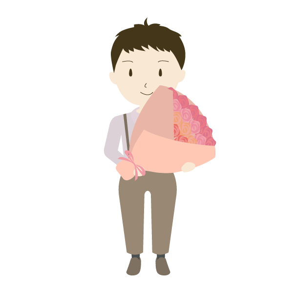 花束を持つ少年