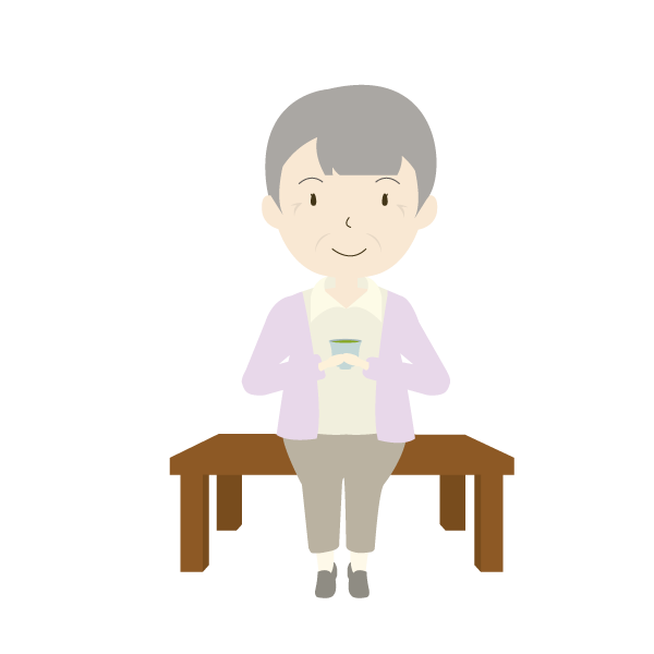 お茶を飲むおばあさん