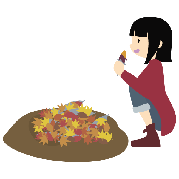 焼き芋をする女性
