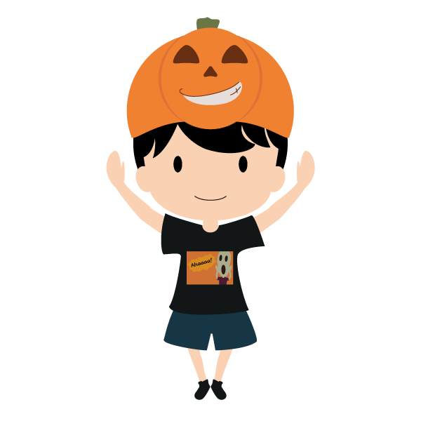 ジャック・オー・ランタンの帽子をかぶった少年