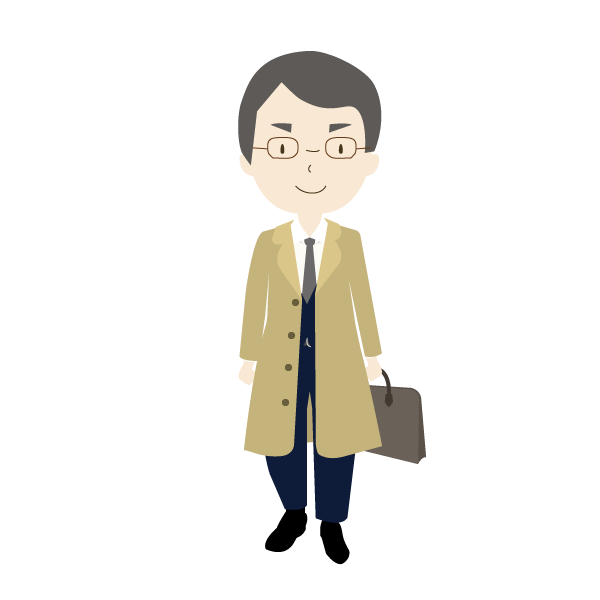 トレンチコートを着た男性会社員