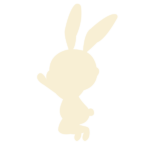 ジャンプするウサギの後ろ姿(白色)