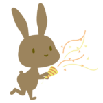 クラッカーを鳴らすウサギ(茶色)