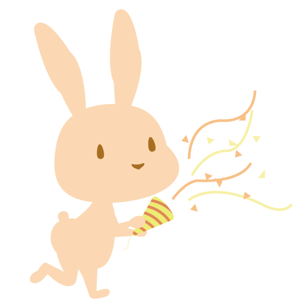 クラッカーを鳴らすウサギ(ピンク)