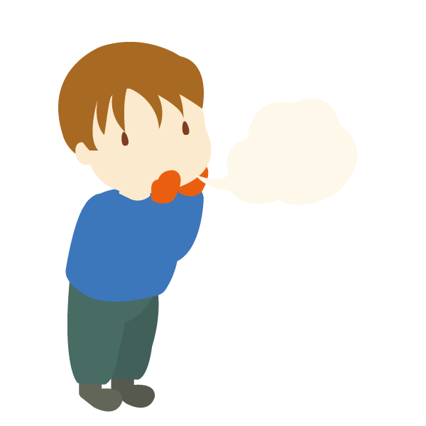 白い息を吐く男の子