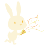クラッカーを鳴らすウサギ(白)