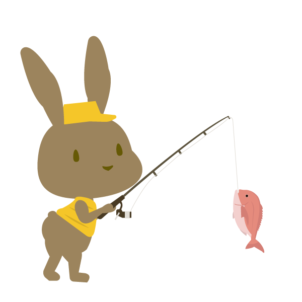 釣りをするウサギ(茶色)