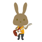 ギターを弾くウサギ(茶色)