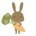にんじんを持つウサギ(茶色)
