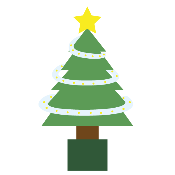 ループライトをつけたクリスマスツリー