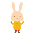 ダッフルコートを着たウサギ(ピンク)