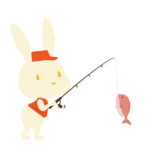 釣りをするウサギ(白色)