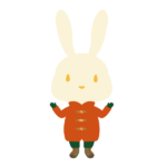 ダッフルコートを着たウサギ(白色)