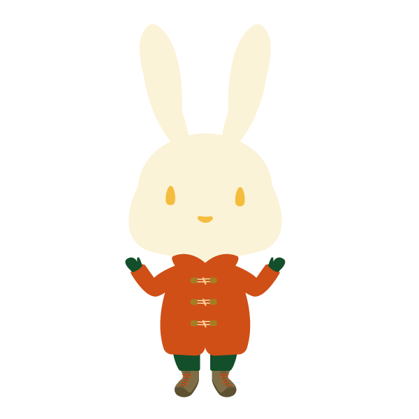 ダッフルコートを着たウサギ(白色)