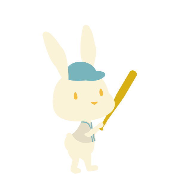 野球をするウサギ(白色)