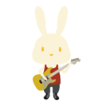 ギターを弾くウサギ(白色)