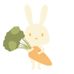 にんじんを持つウサギ(白色)