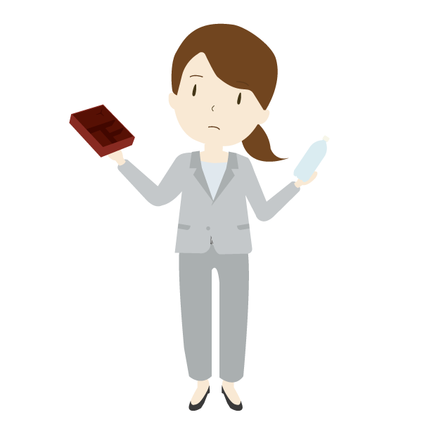 ゴミの分別に悩む女性会社員
