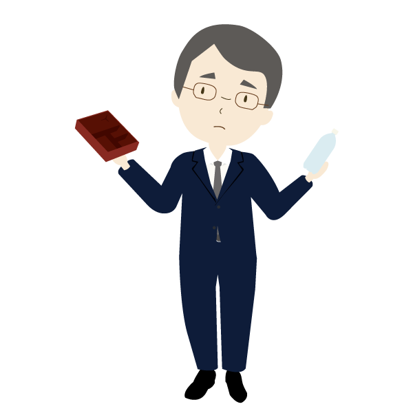 ゴミの分別に悩む男性会社員