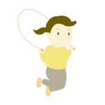 縄跳びをする女子小学生