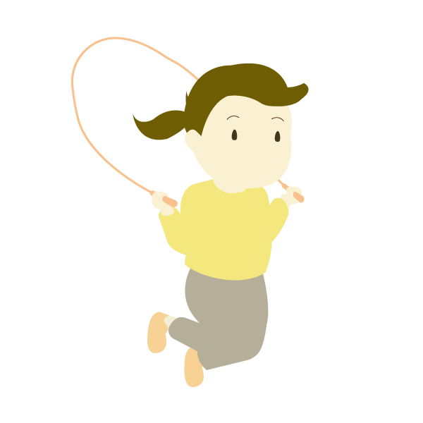 縄跳びをする女子小学生