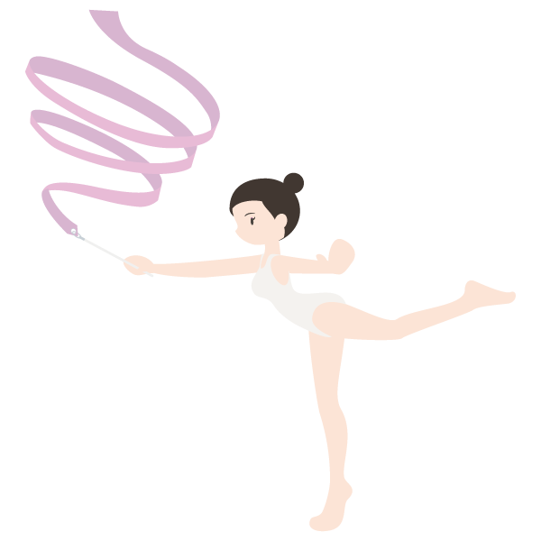 リボンを使っている女子新体操部員