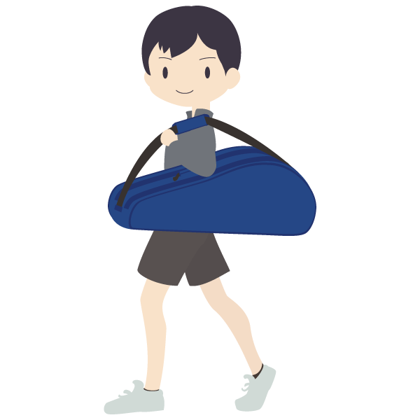テニスバッグを持ったテニス部の男の子