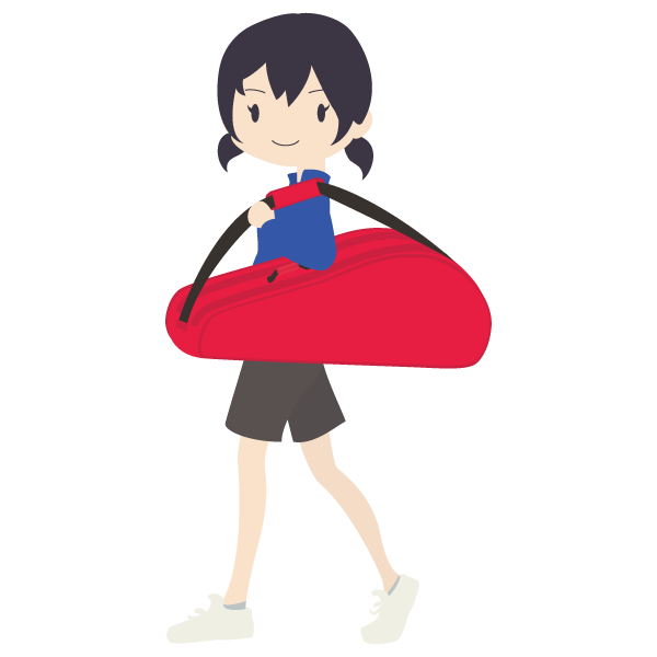テニスバッグを持ったテニス部の女の子
