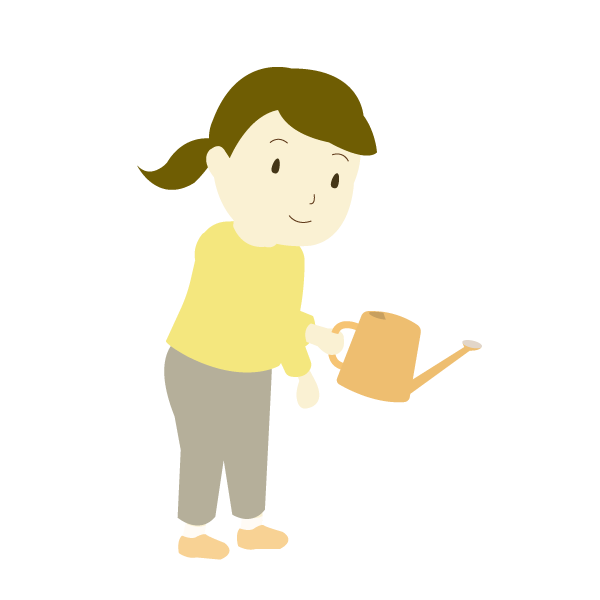 水やりをする女子小学生