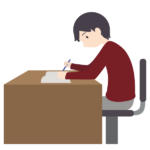 お家で勉強する男子学生