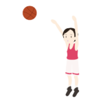 ワンハンドシュートをするバスケットボール選手