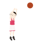 ツーハンドシュートをするバスケットボール選手