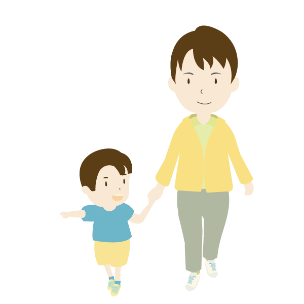 お出かけする親子