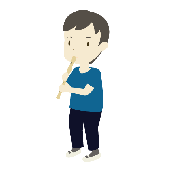リコーダーを吹く男の子