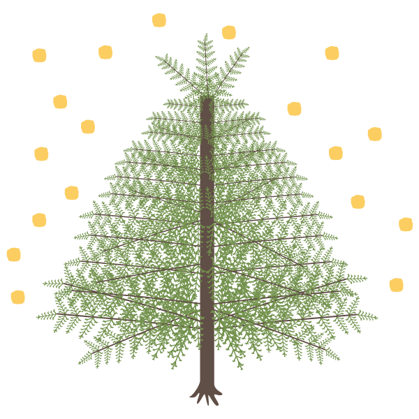 花粉を飛ばしているヒノキの木