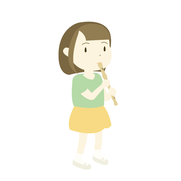 リコーダーを吹く女の子