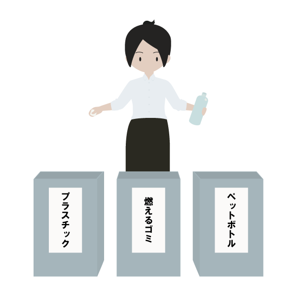 ごみを分別する女性会社員