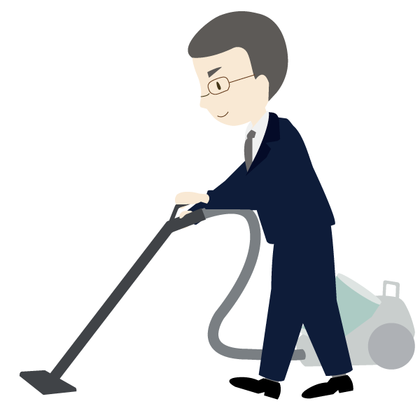 掃除機をかける男性会社員