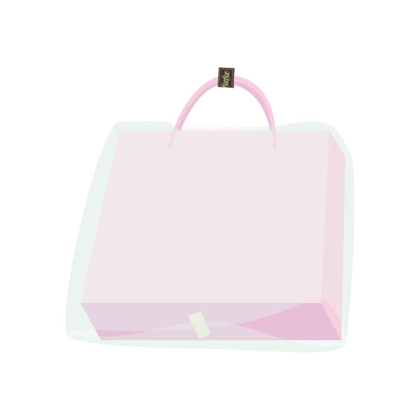 雨除けのビニールをかぶせたショッピングバッグ