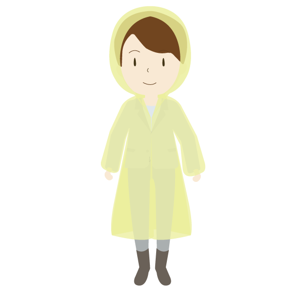 レインコートを着た女性会社員