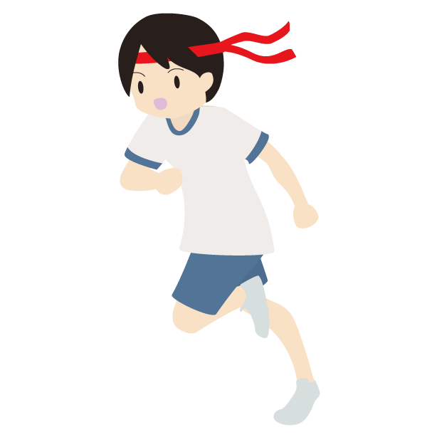 ハチマキをして体操服姿で走る男の子