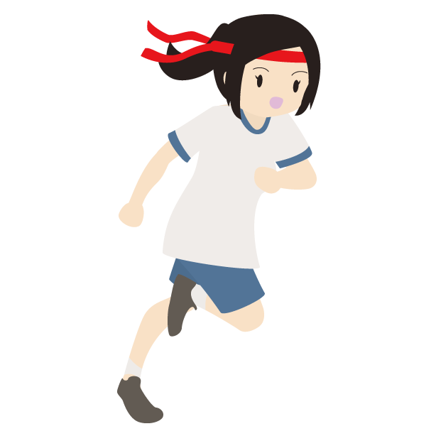 ハチマキをして体操服姿で走る女の子