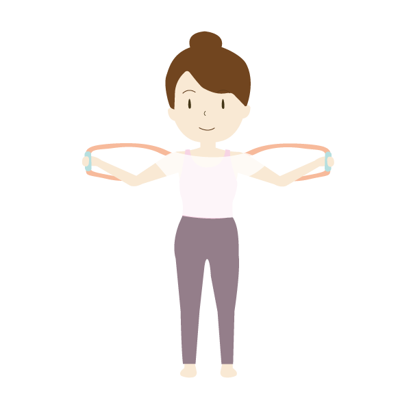 トレーニングチューブを使う女性