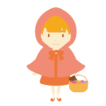 お菓子が入ったバスケットを持つ赤ずきん